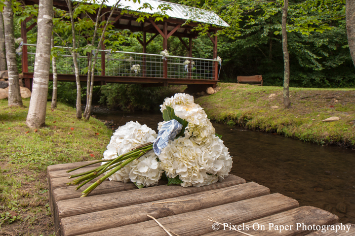Wedding bouquets at outdoor country mountain wedding at big red barn in west jefferson nc photo
