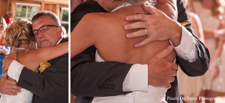 Bride and father dance at outdoor country mountain wedding at big red barn in west jefferson nc photo