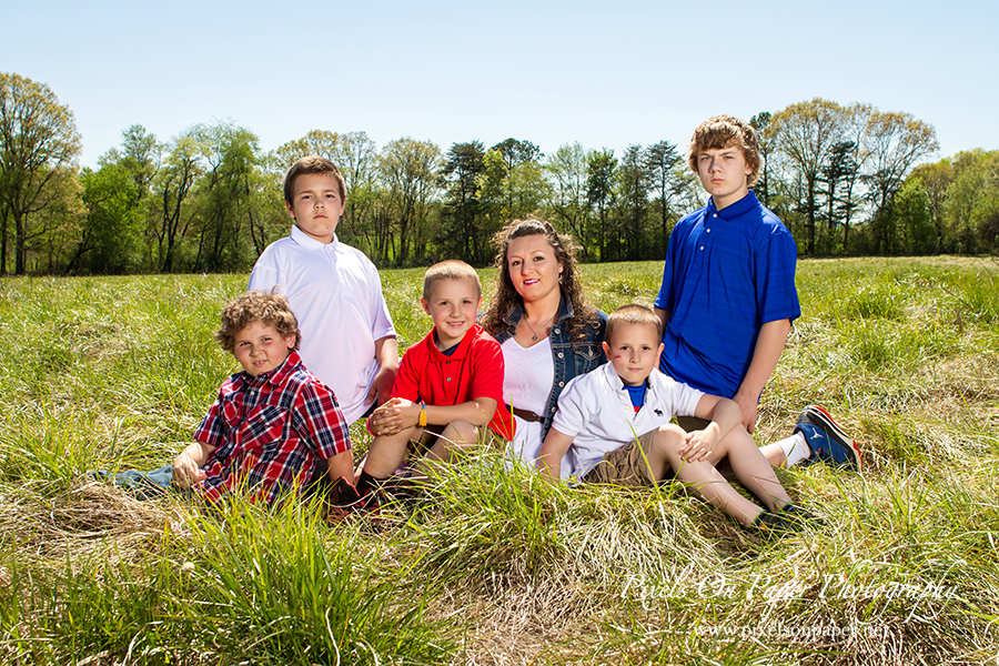 family of boys on the NC farm portrait photo