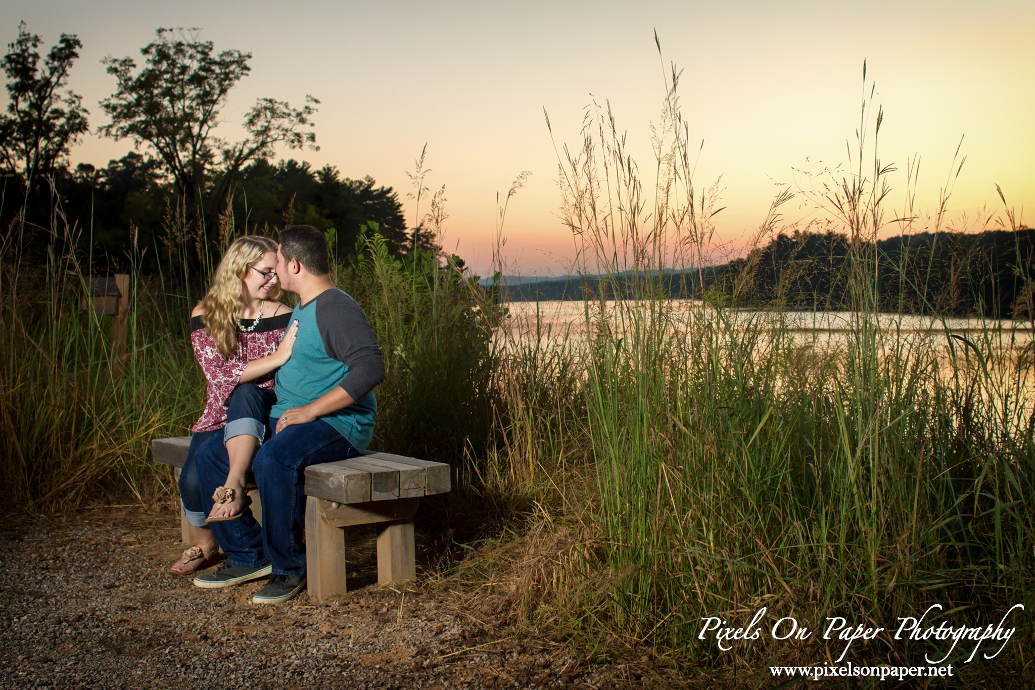 Outdoor NC Mountain, Kerr Scott Lake Engagement portrait photography by Wilkesboro, Boone, Blowing Rock NC Photographers Pixels On Paper photo