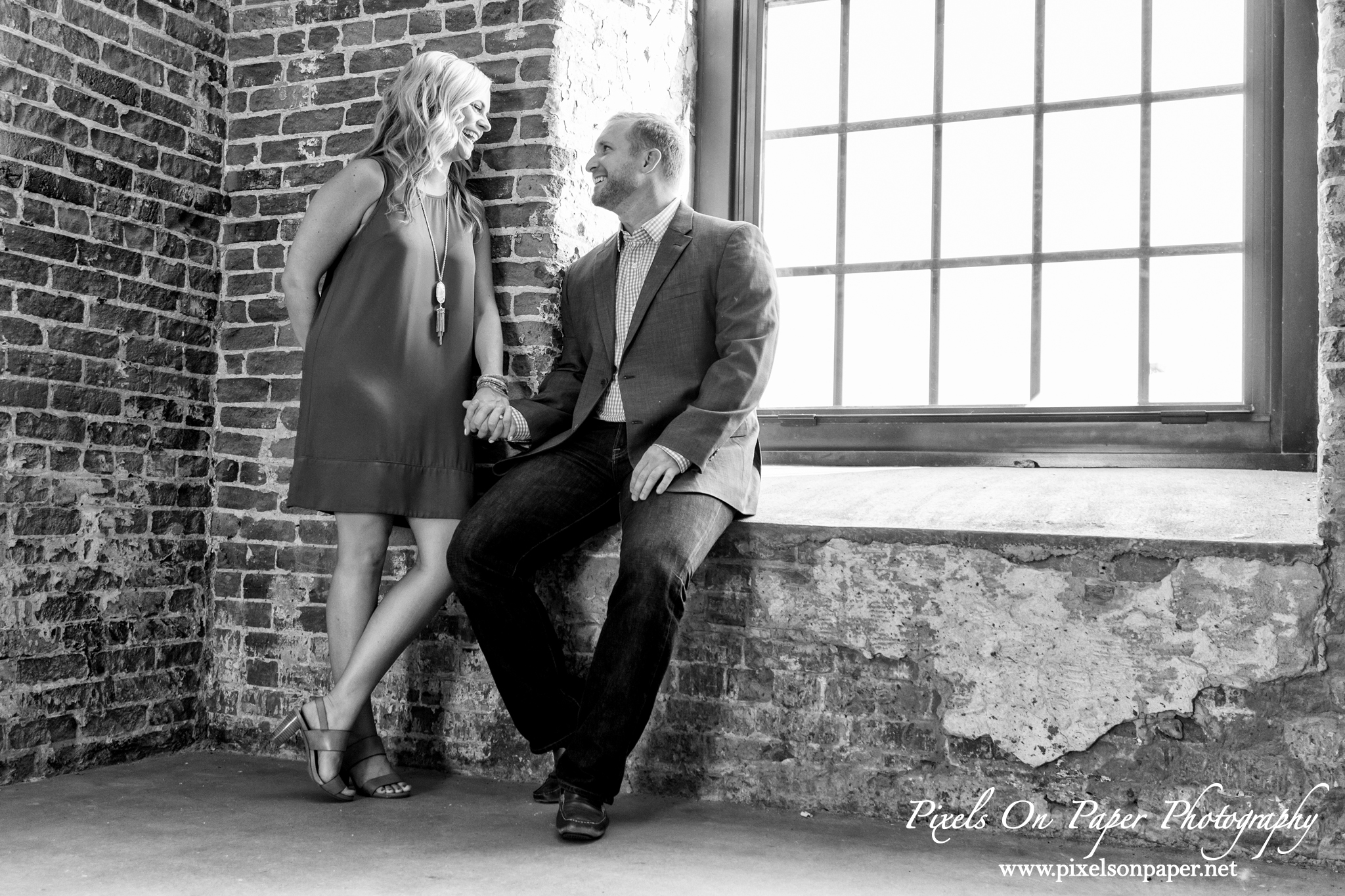 Loray Mill Gastonia NC engagement portrait photography by Wilkesboro NC Photographers Pixels On Paper photo