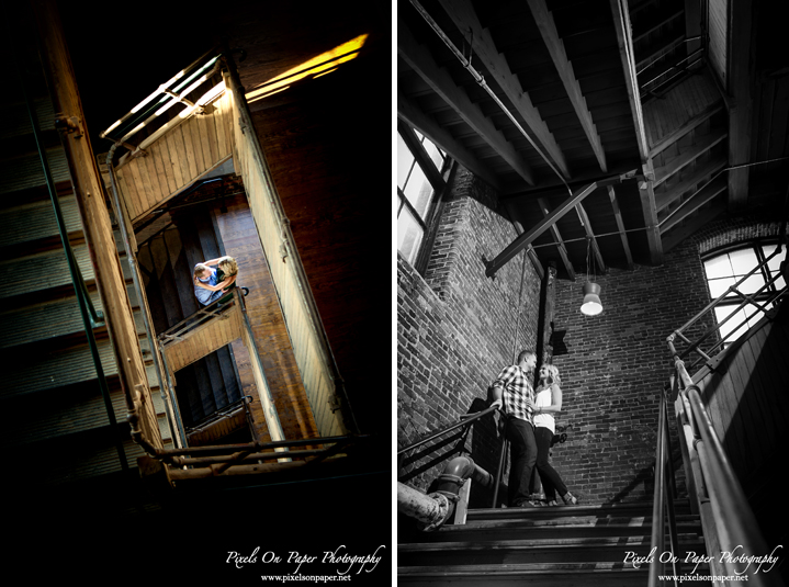 Loray Mill Gastonia NC engagement portrait photography by Wilkesboro NC Photographers Pixels On Paper photo