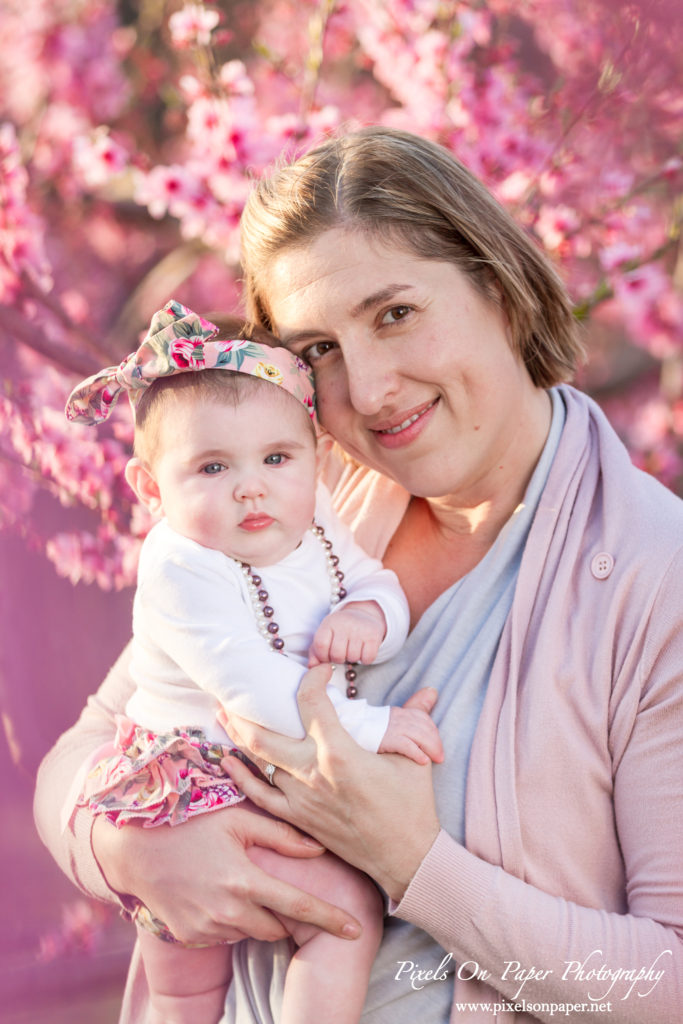 pixels on paper photographers baby senter family outdoor peach orchard portrait photo