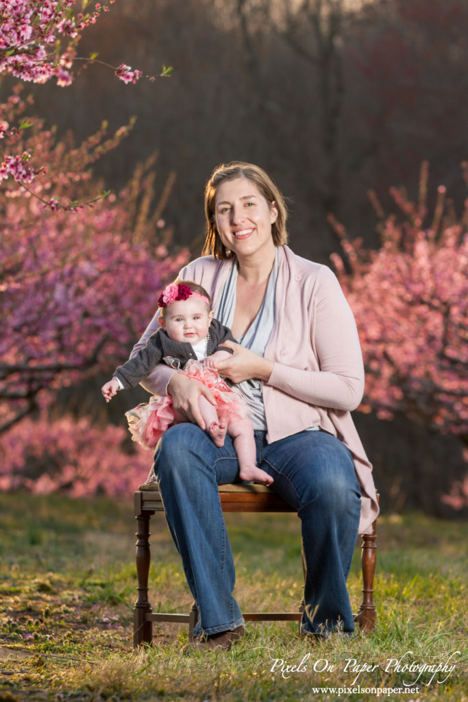 pixels on paper photographers baby senter family outdoor peach orchard portrait photo