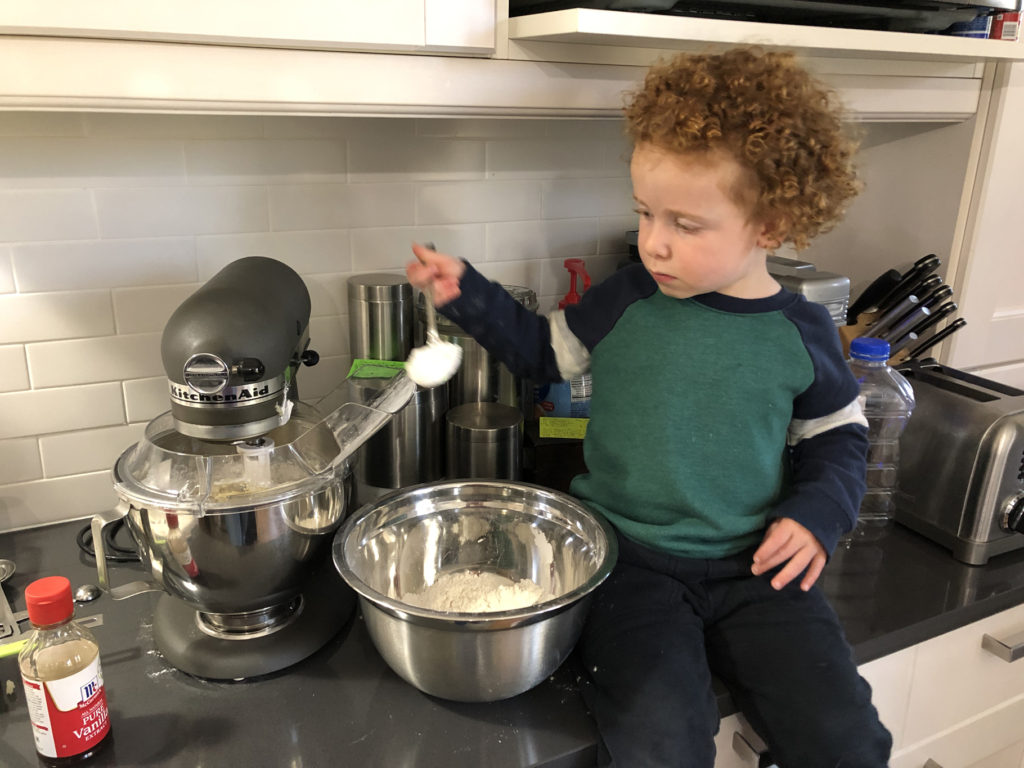 Finley making Christmas cookies photo