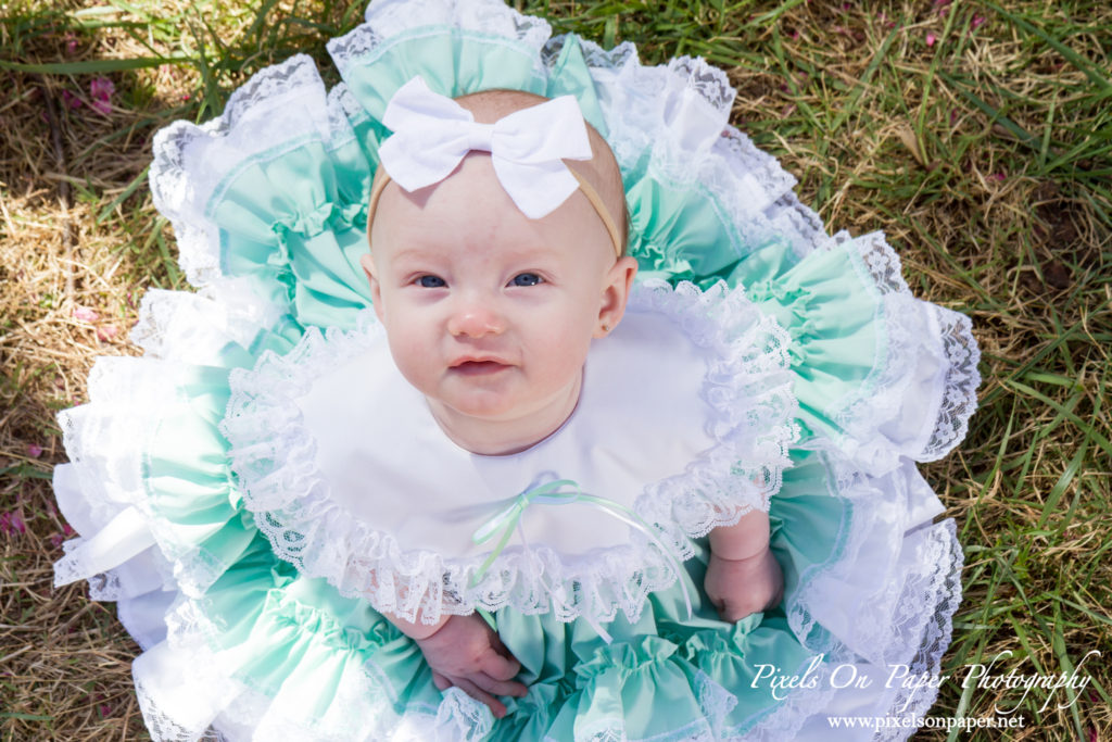 Triplett Family Six Month Baby outdoor peach orchard portrait photo