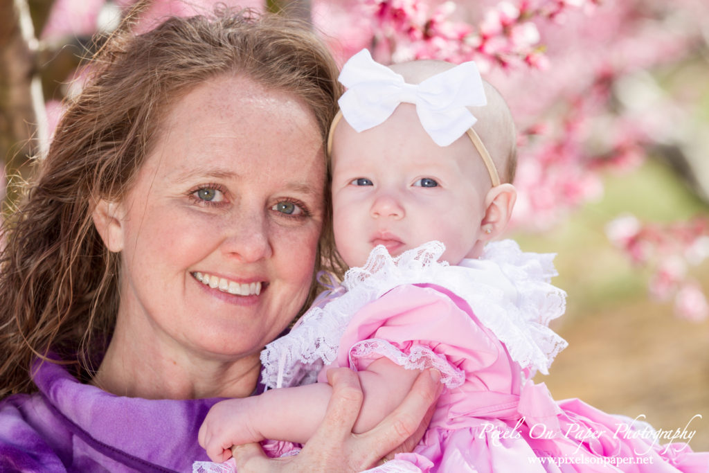 Triplett Family Six Month Baby outdoor peach orchard portrait photo