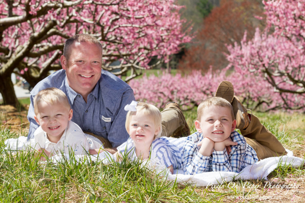 York Family Outdoor Spring Peach Orchard Portrait photo