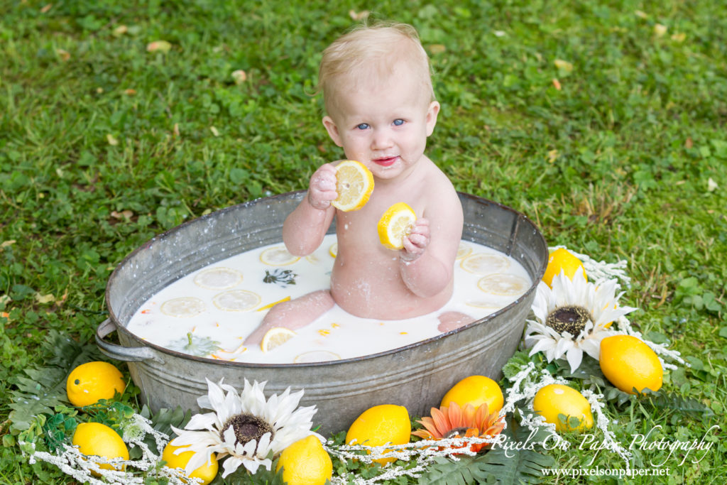 Pixels On Paper Photography Aryan One Year Cake Smash and Milk Bath Portrait Photo