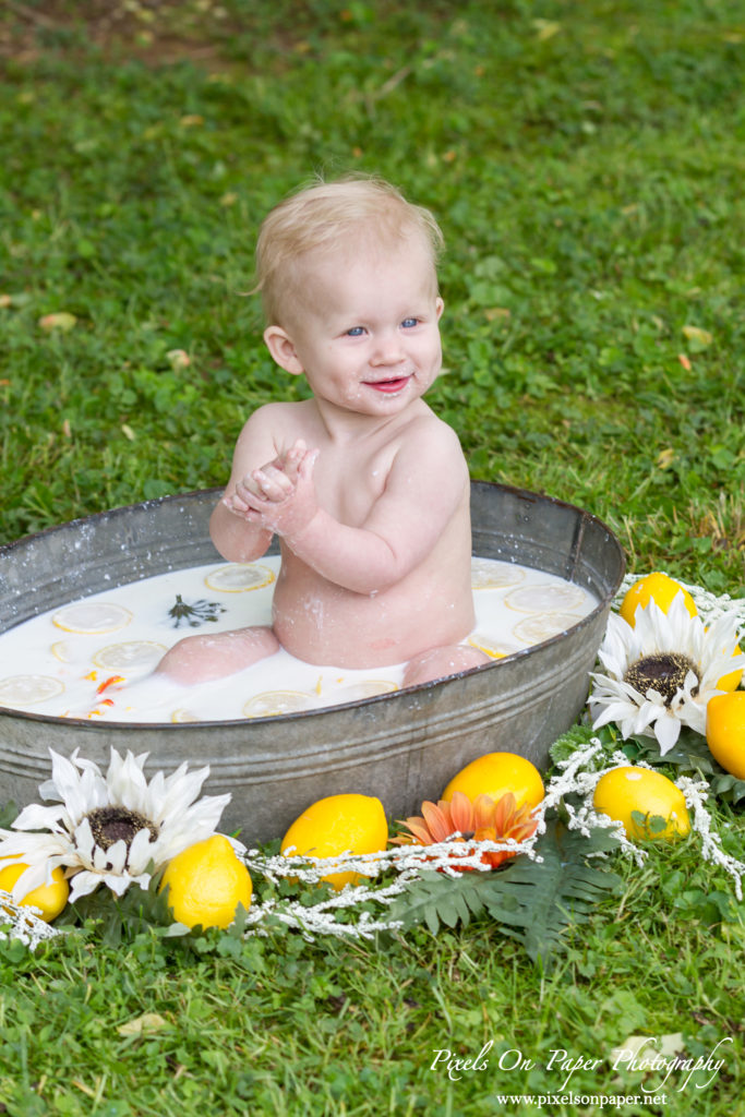 Pixels On Paper Photography Aryan One Year Cake Smash and Milk Bath Portrait Photo