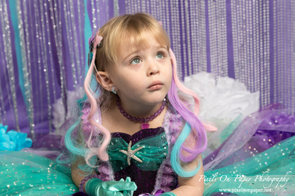 Pixels On Paper NC photographer, children's photography, children's studio photography, birthday session, mermaid themed , third birthday photography photo