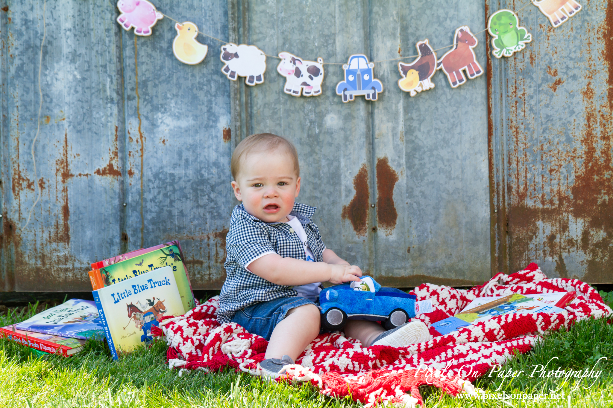 Pixels On Paper Wilkesboro NC Photographers Tibbett One Year Baby boy portrait photo