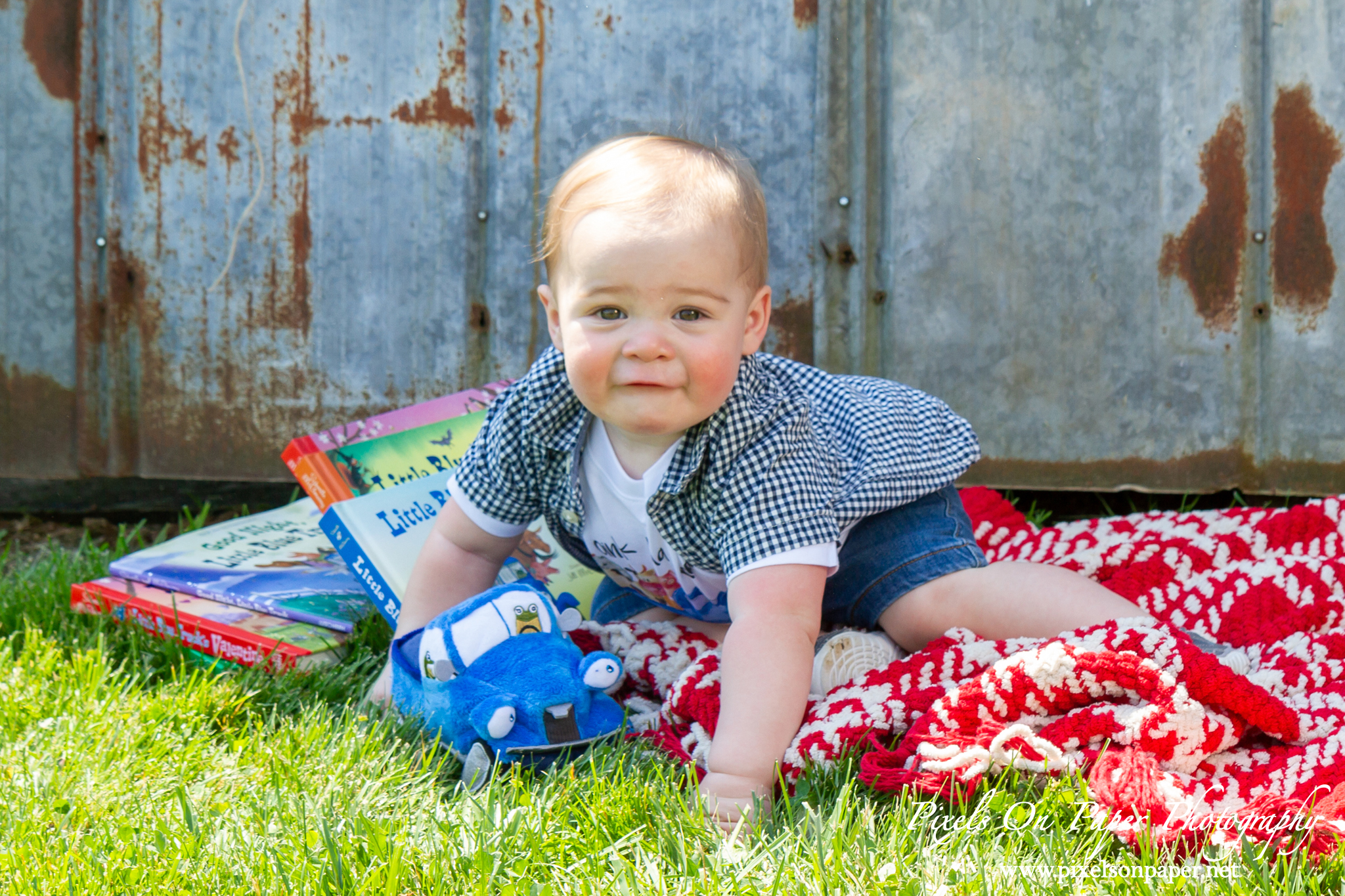 Pixels On Paper Wilkesboro NC Photographers Tibbett One Year Baby boy portrait photo