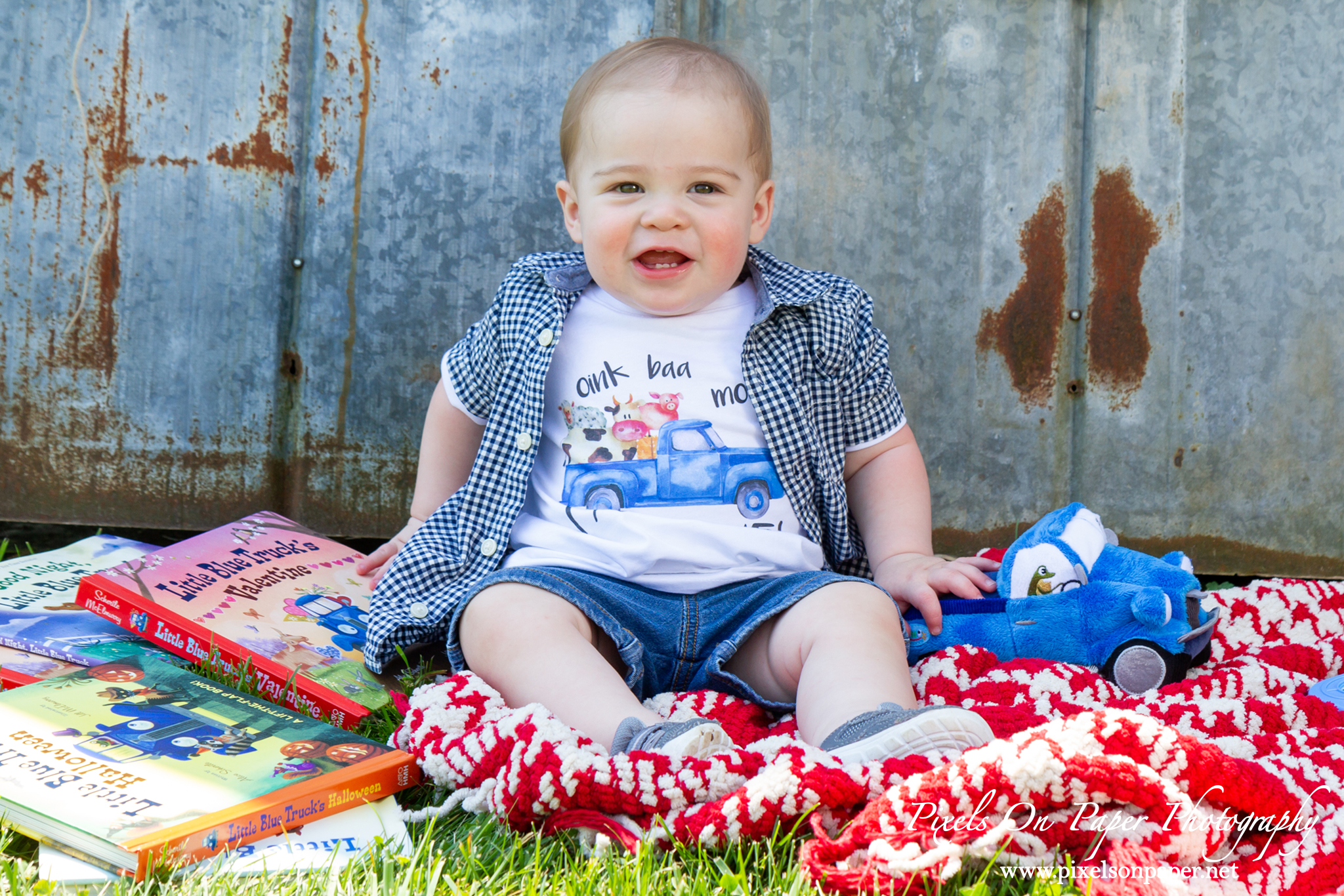 Pixels On Paper Wilkesboro NC Photographers Tibbett One Year Baby boy portrait photo