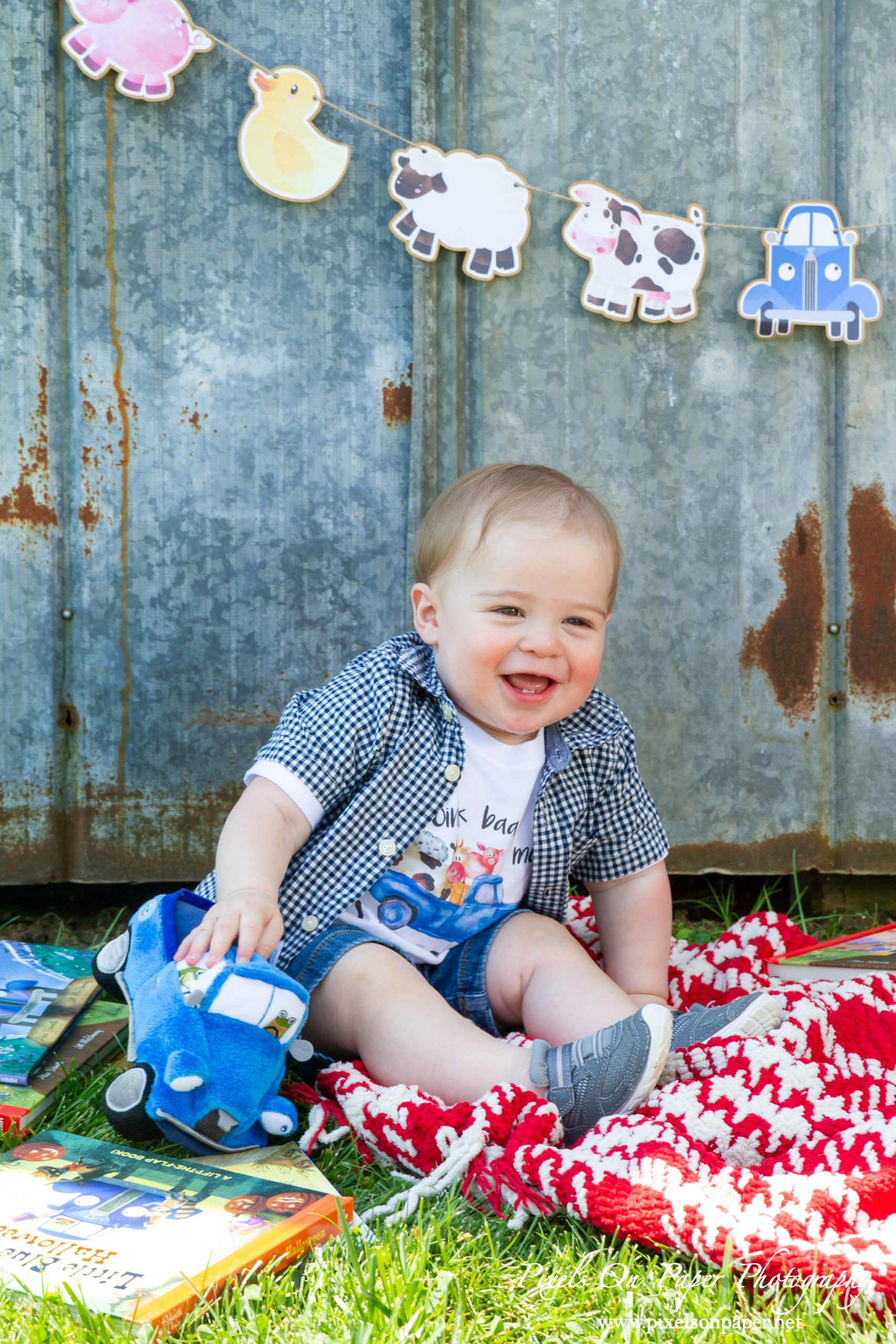 Pixels On Paper Wilkesboro NC Photographers Tibbett One Year Baby boy portrait photo