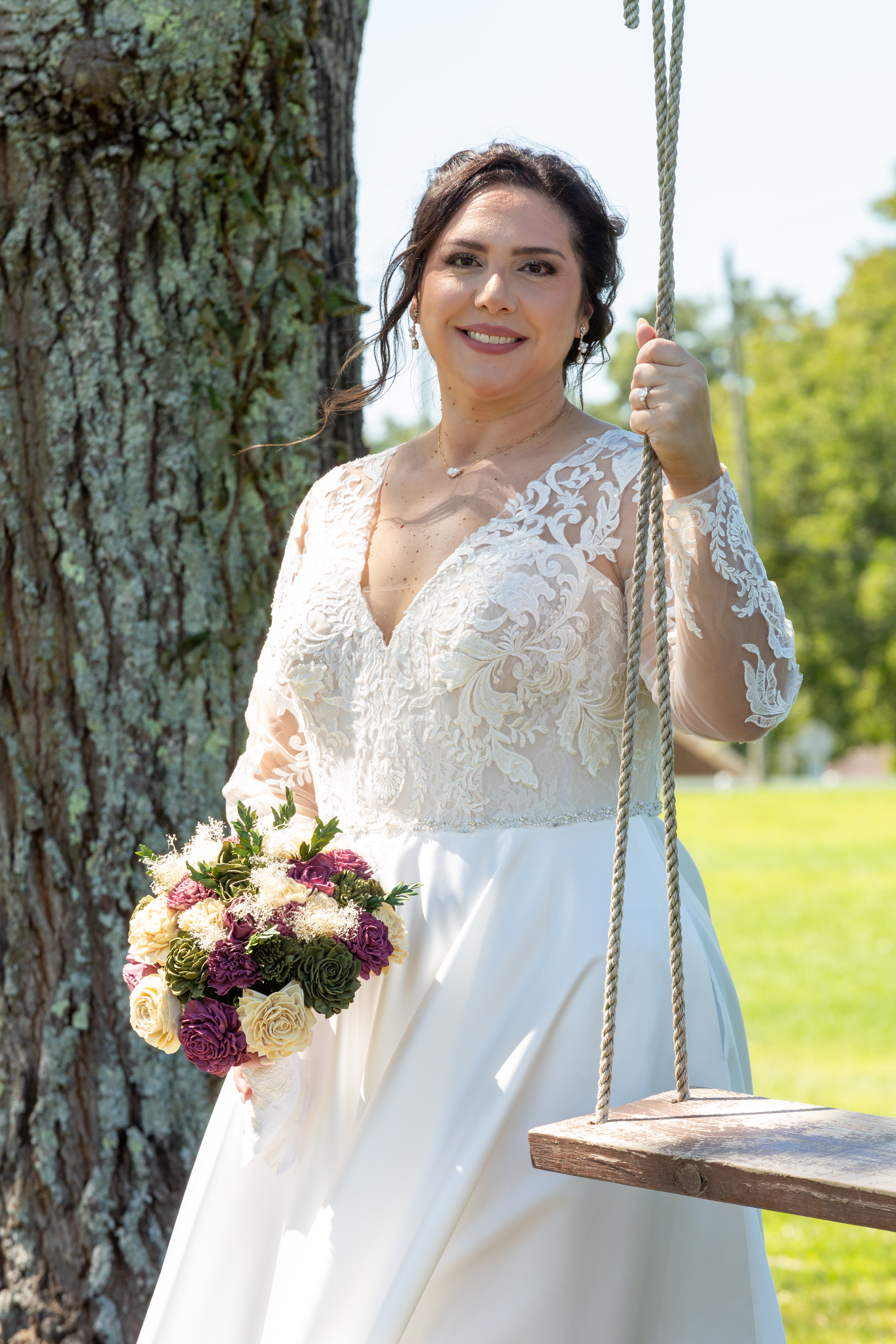 Katie Russo Pleasant Grove Farm outdoor swing bridal portrait photo